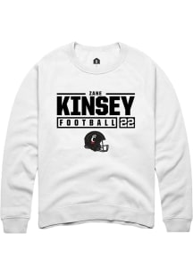 Zane Kinsey Rally Mens White Cincinnati Bearcats NIL Stacked Box Crew Sweatshirt