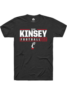 Zane Kinsey Black Cincinnati Bearcats NIL Stacked Box Short Sleeve T Shirt