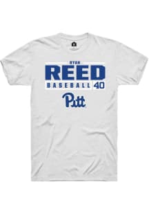 Ryan Reed White Pitt Panthers NIL Stacked Box Short Sleeve T Shirt