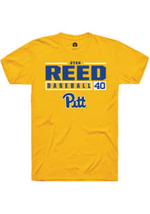 Ryan Reed Gold Pitt Panthers NIL Stacked Box Short Sleeve T Shirt