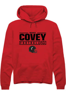 Manny Covey Rally Mens Red Cincinnati Bearcats NIL Stacked Box Hooded Sweatshirt