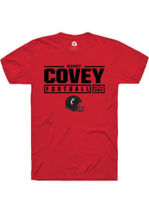 Manny Covey  Cincinnati Bearcats Red Rally NIL Stacked Box Short Sleeve T Shirt