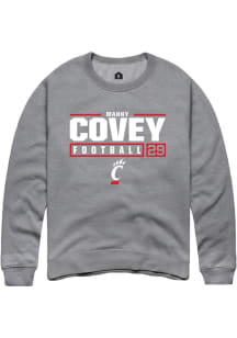 Manny Covey Rally Mens Graphite Cincinnati Bearcats NIL Stacked Box Crew Sweatshirt