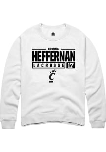 Brenna Heffernan Rally Mens White Cincinnati Bearcats NIL Stacked Box Crew Sweatshirt