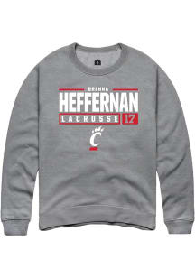 Brenna Heffernan Rally Mens Graphite Cincinnati Bearcats NIL Stacked Box Crew Sweatshirt