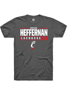 Brenna Heffernan Dark Grey Cincinnati Bearcats NIL Stacked Box Short Sleeve T Shirt