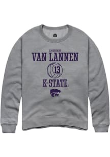 Emerson Van Lannen Rally Mens Graphite K-State Wildcats NIL Sport Icon Crew Sweatshirt