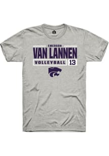 Emerson Van Lannen Ash K-State Wildcats NIL Stacked Box Short Sleeve T Shirt