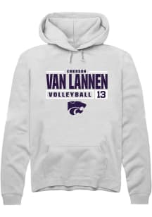 Emerson Van Lannen Rally Mens White K-State Wildcats NIL Stacked Box Hooded Sweatshirt