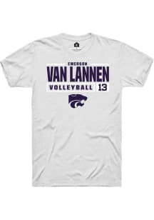 Emerson Van Lannen White K-State Wildcats NIL Stacked Box Short Sleeve T Shirt