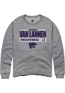 Emerson Van Lannen Rally Mens Graphite K-State Wildcats NIL Stacked Box Crew Sweatshirt