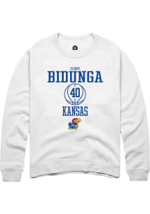 Flory Bidunga  Rally Kansas Jayhawks Mens White NIL Sport Icon Long Sleeve Crew Sweatshirt