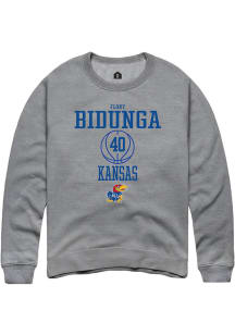 Flory Bidunga  Rally Kansas Jayhawks Mens Graphite NIL Sport Icon Long Sleeve Crew Sweatshirt