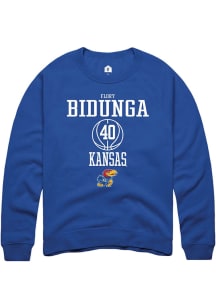 Flory Bidunga  Rally Kansas Jayhawks Mens Blue NIL Sport Icon Long Sleeve Crew Sweatshirt