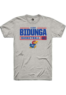 Flory Bidunga  Kansas Jayhawks Ash Rally NIL Stacked Box Short Sleeve T Shirt
