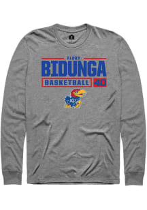 Flory Bidunga  Kansas Jayhawks Graphite Rally NIL Stacked Box Long Sleeve T Shirt