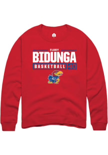 Flory Bidunga  Rally Kansas Jayhawks Mens Red NIL Stacked Box Long Sleeve Crew Sweatshirt