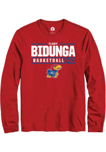 Flory Bidunga  Kansas Jayhawks Red Rally NIL Stacked Box Long Sleeve T Shirt