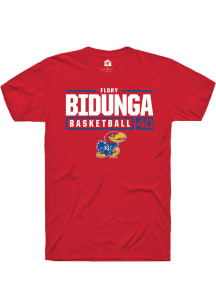 Flory Bidunga  Kansas Jayhawks Red Rally NIL Stacked Box Short Sleeve T Shirt