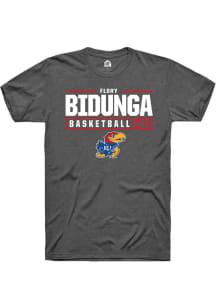 Flory Bidunga  Kansas Jayhawks Dark Grey Rally NIL Stacked Box Short Sleeve T Shirt