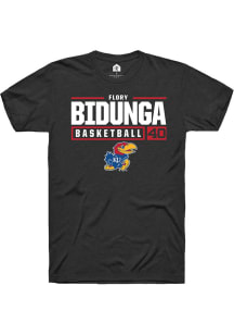 Flory Bidunga  Kansas Jayhawks Black Rally NIL Stacked Box Short Sleeve T Shirt