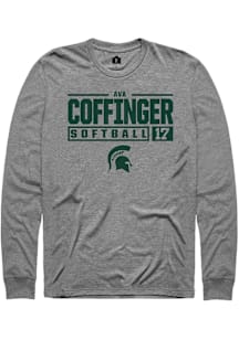 Ava Coffinger  Michigan State Spartans Graphite Rally NIL Stacked Box Long Sleeve T Shirt