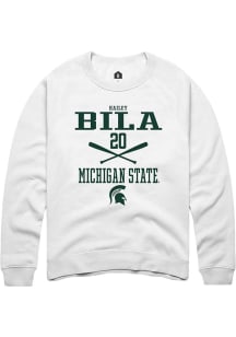 Hailey Bila Rally Mens White Michigan State Spartans NIL Sport Icon Crew Sweatshirt