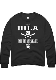 Hailey Bila Rally Mens Black Michigan State Spartans NIL Sport Icon Crew Sweatshirt