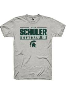 Jacey Schuler Ash Michigan State Spartans NIL Stacked Box Short Sleeve T Shirt