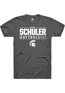 Jacey Schuler Dark Grey Michigan State Spartans NIL Stacked Box Short Sleeve T Shirt