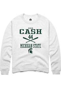 Kaelin Cash Rally Mens White Michigan State Spartans NIL Sport Icon Crew Sweatshirt