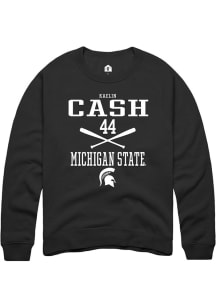 Kaelin Cash Rally Mens Black Michigan State Spartans NIL Sport Icon Crew Sweatshirt