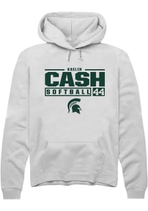 Kaelin Cash Rally Mens White Michigan State Spartans NIL Stacked Box Hooded Sweatshirt