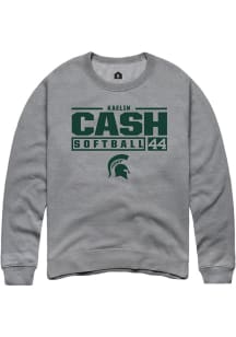Kaelin Cash Rally Mens Graphite Michigan State Spartans NIL Stacked Box Crew Sweatshirt