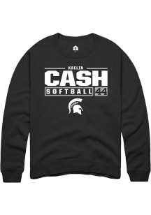 Kaelin Cash Rally Mens Black Michigan State Spartans NIL Stacked Box Crew Sweatshirt
