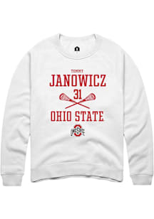 Tommy Janowicz  Rally Ohio State Buckeyes Mens White NIL Sport Icon Long Sleeve Crew Sweatshirt