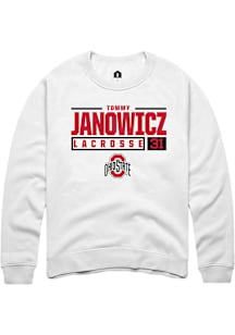 Tommy Janowicz  Rally Ohio State Buckeyes Mens White NIL Stacked Box Long Sleeve Crew Sweatshirt