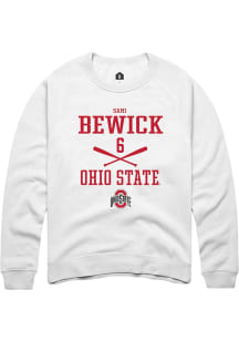 Sami Bewick Rally Mens White Ohio State Buckeyes NIL Sport Icon Crew Sweatshirt