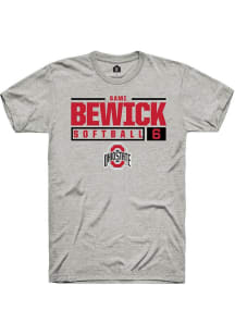 Sami Bewick Ash Ohio State Buckeyes NIL Stacked Box Short Sleeve T Shirt