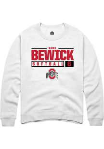 Sami Bewick Rally Mens White Ohio State Buckeyes NIL Stacked Box Crew Sweatshirt