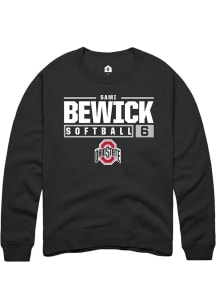 Sami Bewick Rally Mens Black Ohio State Buckeyes NIL Stacked Box Crew Sweatshirt