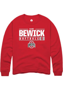 Sami Bewick Rally Mens Red Ohio State Buckeyes NIL Stacked Box Crew Sweatshirt