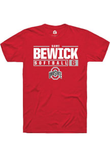 Sami Bewick Red Ohio State Buckeyes NIL Stacked Box Short Sleeve T Shirt