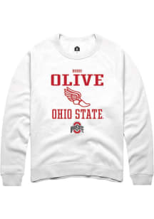 Bobbi Olive Rally Mens White Ohio State Buckeyes NIL Sport Icon Crew Sweatshirt