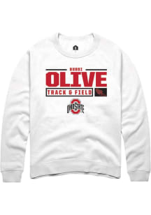 Bobbi Olive Rally Mens White Ohio State Buckeyes NIL Stacked Box Crew Sweatshirt