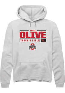 Bobbi Olive Rally Mens White Ohio State Buckeyes NIL Stacked Box Hooded Sweatshirt