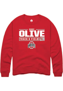 Bobbi Olive Rally Mens Red Ohio State Buckeyes NIL Stacked Box Crew Sweatshirt