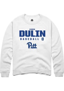 Caden Dulin Rally Mens White Pitt Panthers NIL Stacked Box Crew Sweatshirt