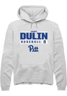 Caden Dulin Rally Mens White Pitt Panthers NIL Stacked Box Hooded Sweatshirt