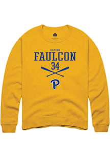 Kayden Faulcon  Rally Pitt Panthers Mens Gold NIL Sport Icon Long Sleeve Crew Sweatshirt